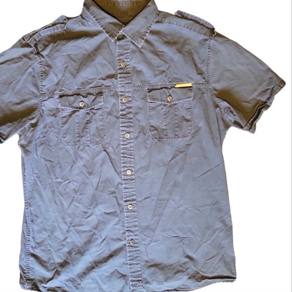 Rock & Republic Button Down Short Sleeve Shirt - L - Picture 2 of 7